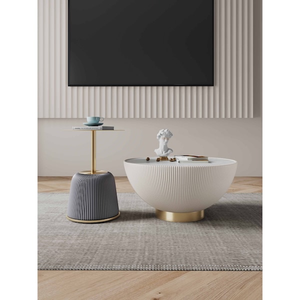 Manhattan Comfort Anderson Coffee Table and End Table 1.0 in Cream and Grey - Set of 2 2-AT02-CRGY - main